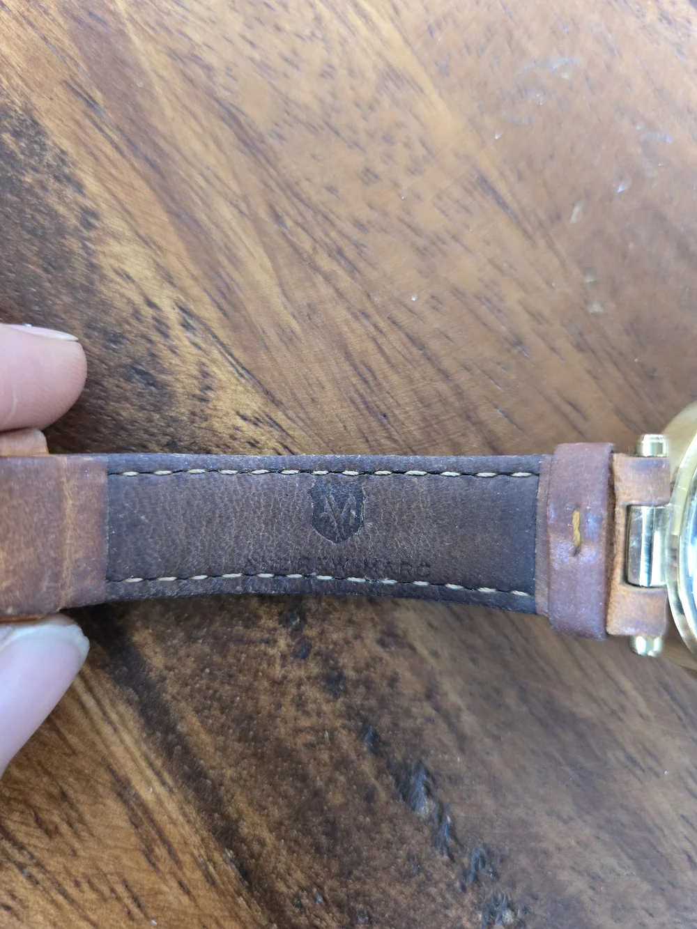 Andrew Marc Gold and Brown Round Leather-Strap Watch